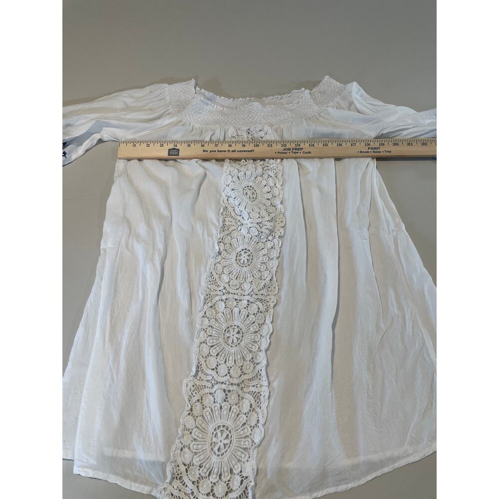 Blue Island Off Shoulder White Cover Up Lace Resort wear Beachwear Poolside Sz L - Picture 4 of 6